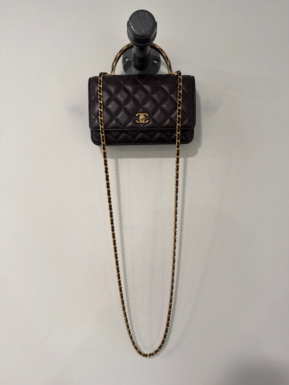 CHANEL WOC Wallet On Chain Top Handle Bag Chocolate Brown